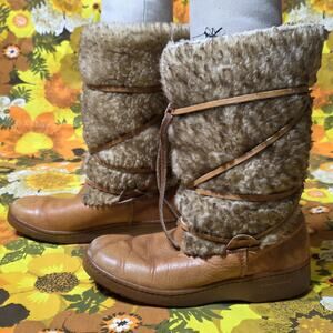 Vintage Bates Floaters Shearling Leather Winter Boots Size 8.5 Made USA